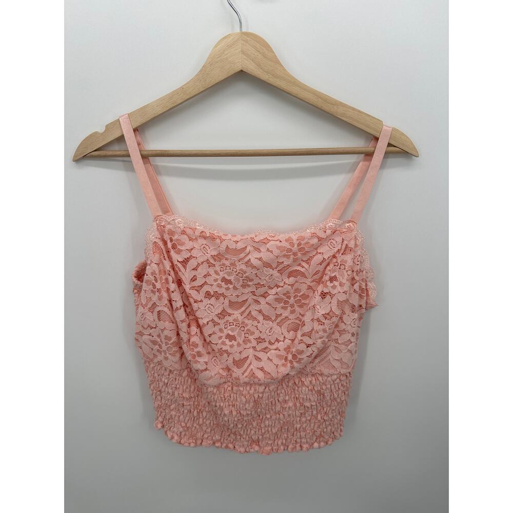 Torrid Womens Lace Cropped Tank‎ Top Sz 1X Coquette Smocked Dainty Festival Boho